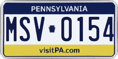 PA license plate MSV0154