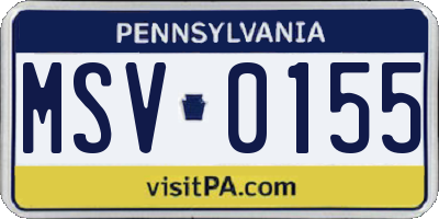 PA license plate MSV0155
