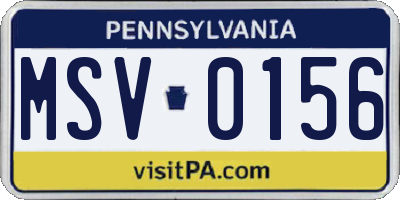 PA license plate MSV0156