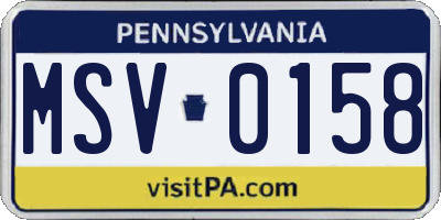 PA license plate MSV0158