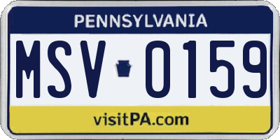 PA license plate MSV0159