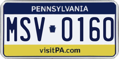 PA license plate MSV0160
