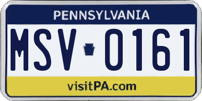 PA license plate MSV0161