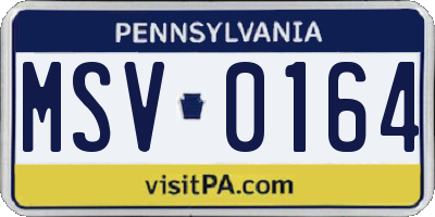 PA license plate MSV0164