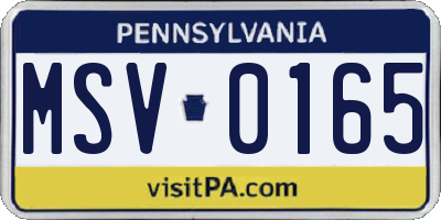PA license plate MSV0165
