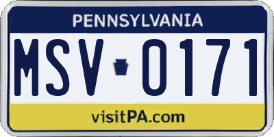 PA license plate MSV0171