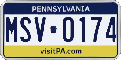 PA license plate MSV0174