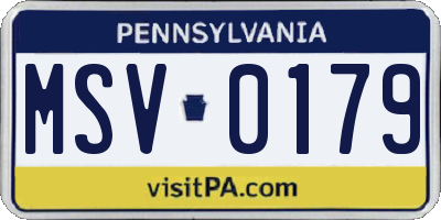 PA license plate MSV0179