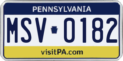 PA license plate MSV0182