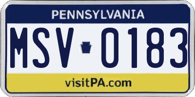 PA license plate MSV0183