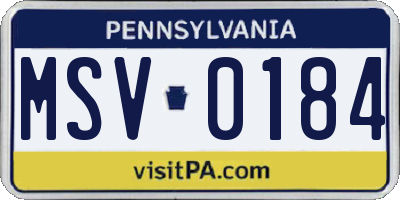 PA license plate MSV0184
