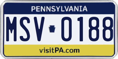 PA license plate MSV0188