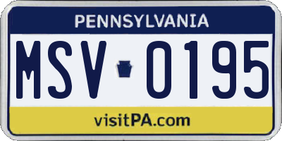 PA license plate MSV0195