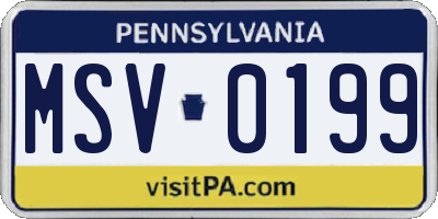 PA license plate MSV0199