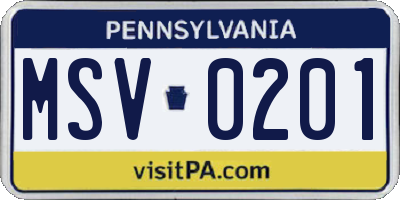 PA license plate MSV0201