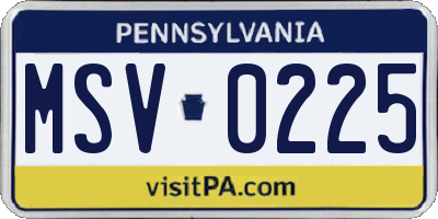 PA license plate MSV0225