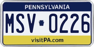 PA license plate MSV0226