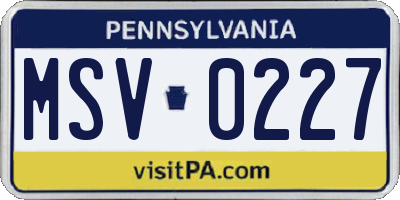 PA license plate MSV0227