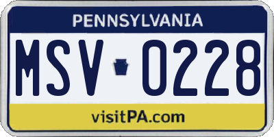 PA license plate MSV0228