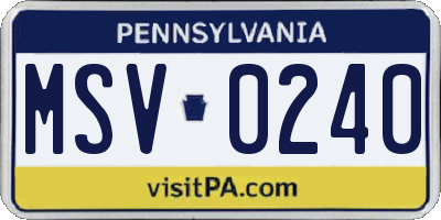 PA license plate MSV0240