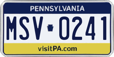 PA license plate MSV0241