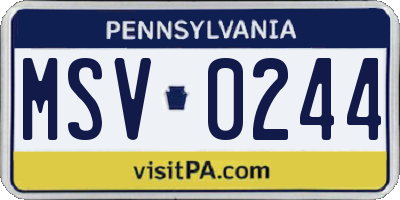 PA license plate MSV0244