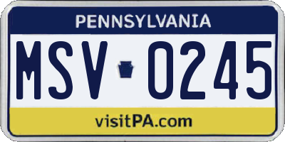 PA license plate MSV0245