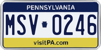 PA license plate MSV0246