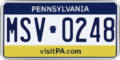 PA license plate MSV0248