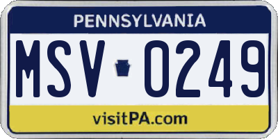 PA license plate MSV0249