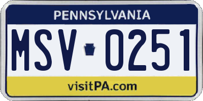 PA license plate MSV0251