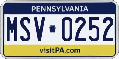 PA license plate MSV0252