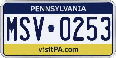 PA license plate MSV0253