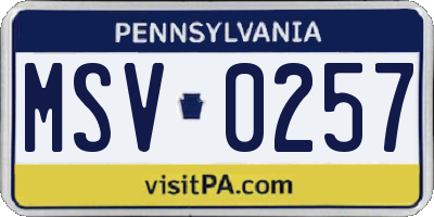 PA license plate MSV0257