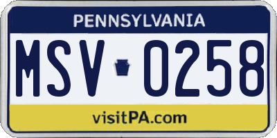 PA license plate MSV0258