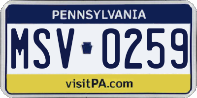 PA license plate MSV0259