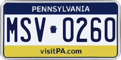 PA license plate MSV0260