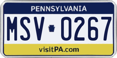 PA license plate MSV0267