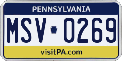 PA license plate MSV0269