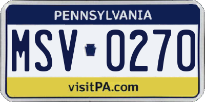 PA license plate MSV0270