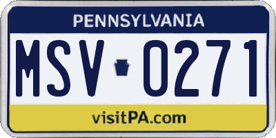 PA license plate MSV0271