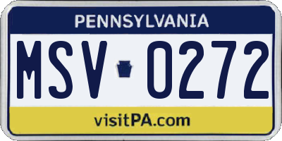 PA license plate MSV0272