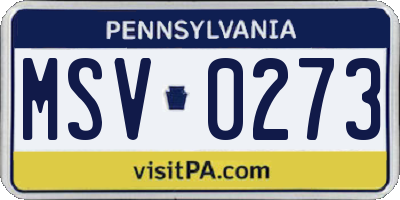 PA license plate MSV0273