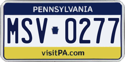 PA license plate MSV0277