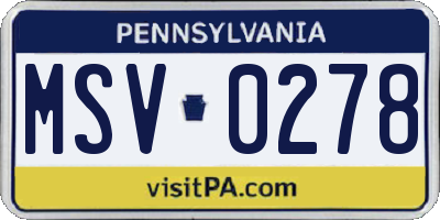 PA license plate MSV0278