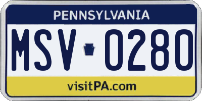 PA license plate MSV0280