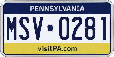 PA license plate MSV0281
