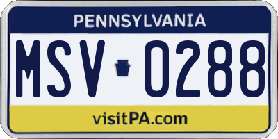 PA license plate MSV0288