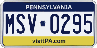 PA license plate MSV0295