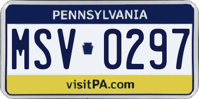 PA license plate MSV0297